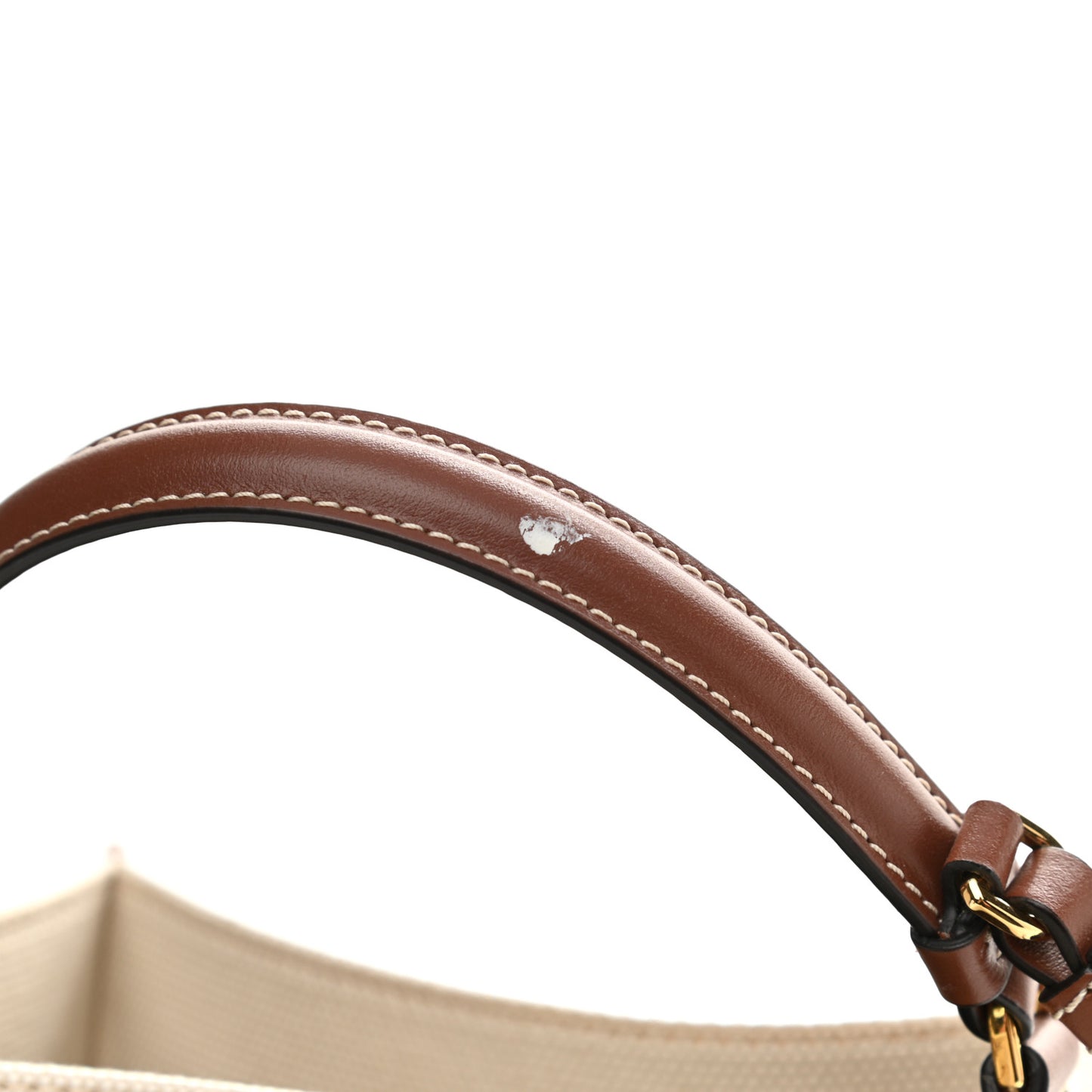 Canvas Cotton Small Peggy Bucket Bag Natural Gold