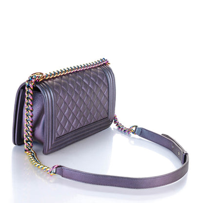 Chanel Iridescent Goatskin Quilted Medium Boy Flap Purple 3 of 8