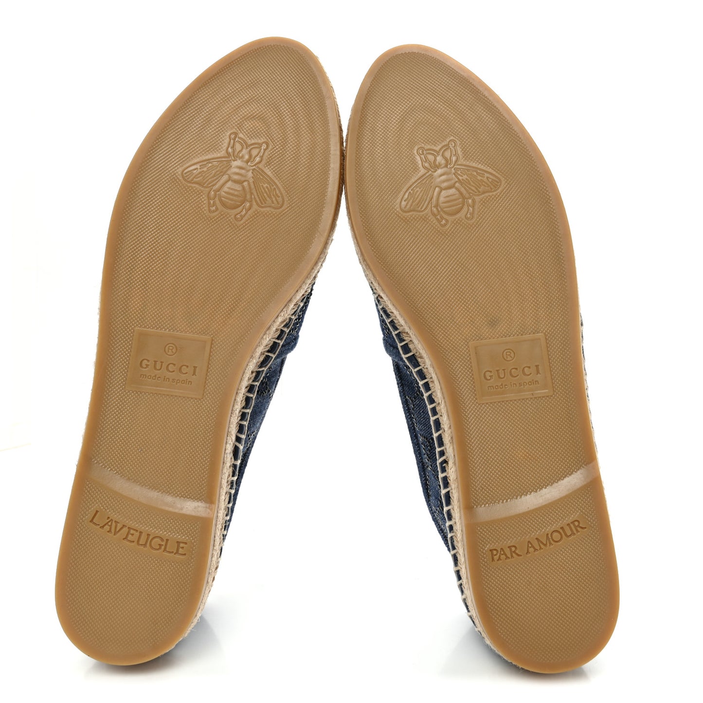 Denim Crystal GG Monogram Espadrilles 41 Blue