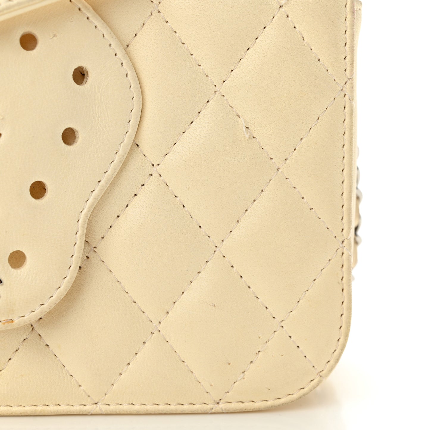 Lambskin Quilted Butterfly Chain Clutch White