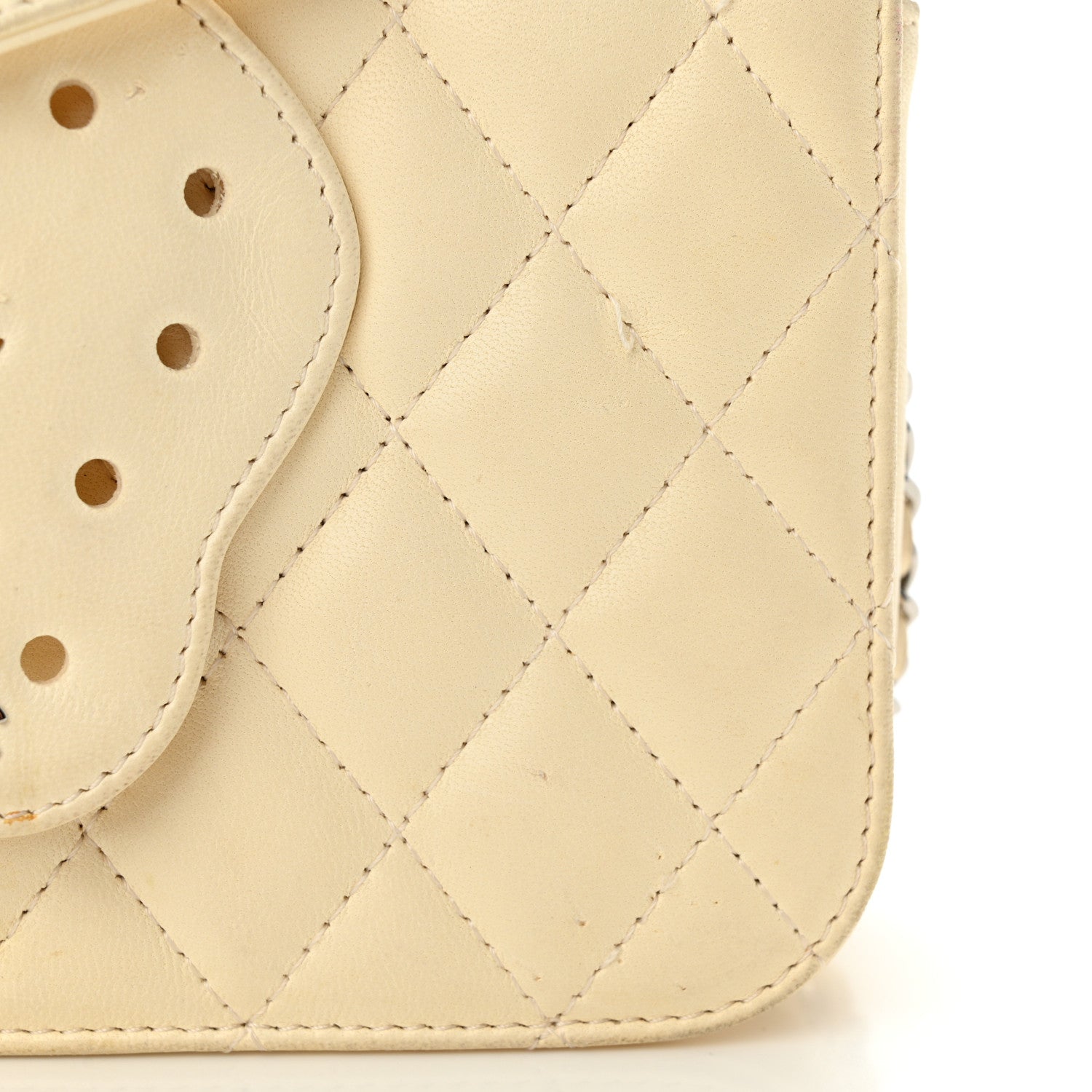 Chanel Lambskin Quilted Butterfly Chain Clutch White 16 of 21