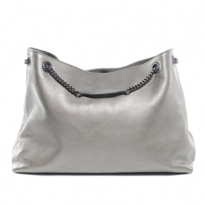 Gucci Metallic Pebbled Calfskin Large Soho Chain Shoulder Bag Sasso 3 of 7