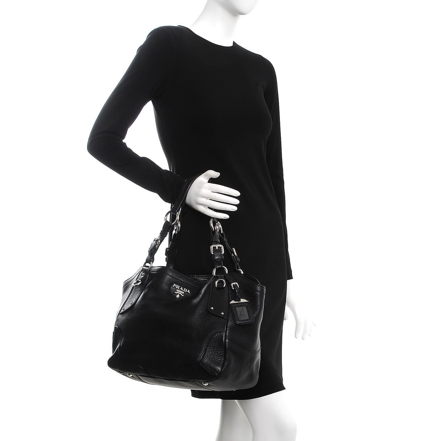 Prada Vitello Daino Tote Nero Black 2 of 9