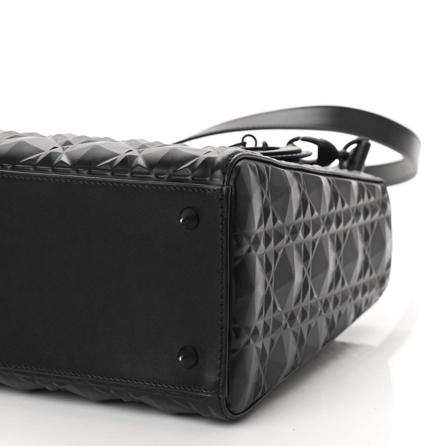 Christian Dior Calfskin Cannage Diamond Cannage Medium Lady Dior Black 9 of 10
