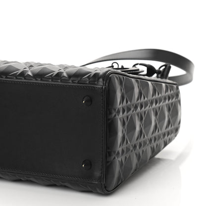 Christian Dior Calfskin Cannage Diamond Cannage Medium Lady Dior Black 9 of 10