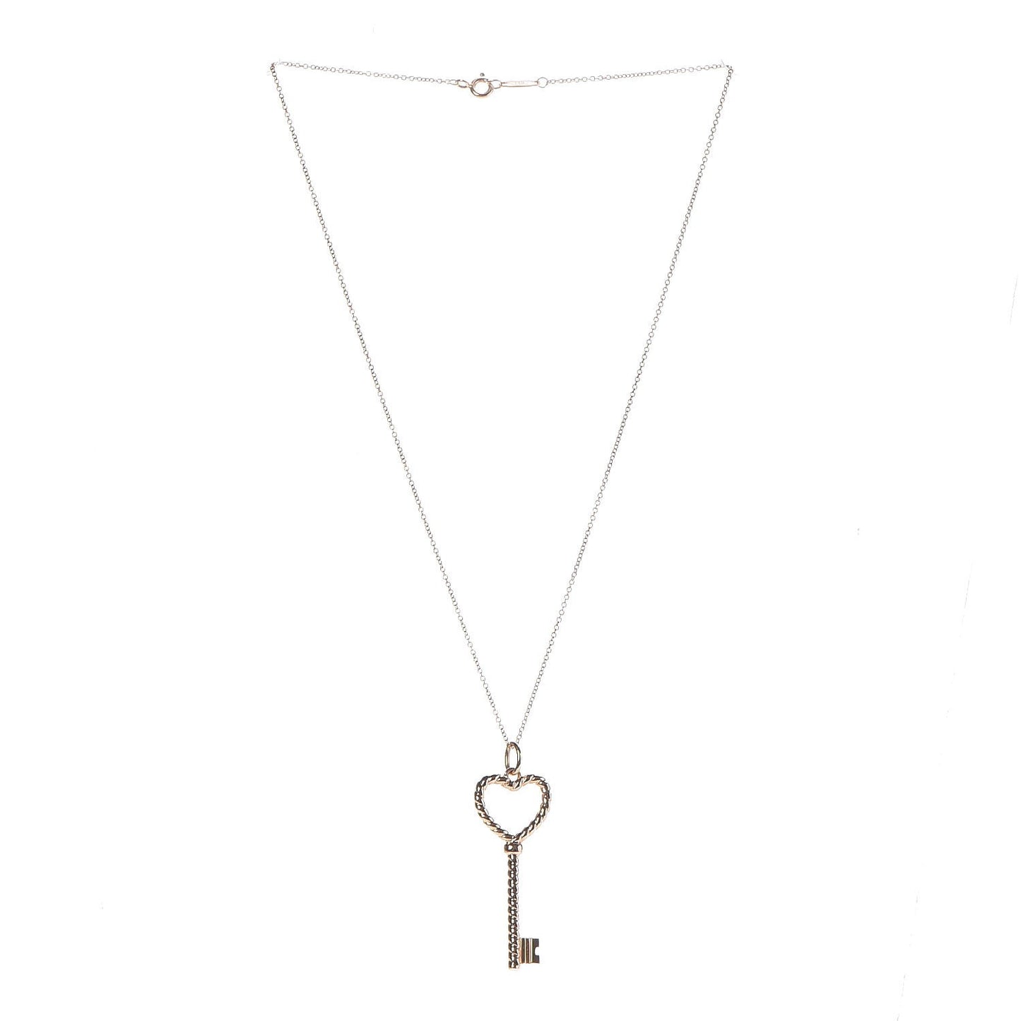 18K Rose Gold Twist Heart Key Pendant Necklace