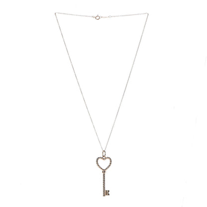 Tiffany 18K Rose Gold Twist Heart Key Pendant Necklace 3 of 7