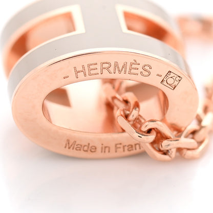 Hermes Lacquered Rose Gold Mini Pop H Pendant Necklace Marron Glace 6 of 6