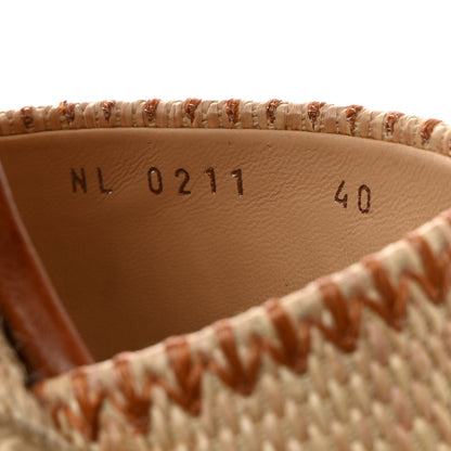 Louis Vuitton Cotton Monogram Embroidered Starboard Wedge Espadrilles 40 Beige Tan 7 of 9