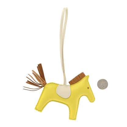 Hermes Milo Lambskin Grigri Rodeo Horse Bag Charm GM Lime Sesame Craie 2 of 3