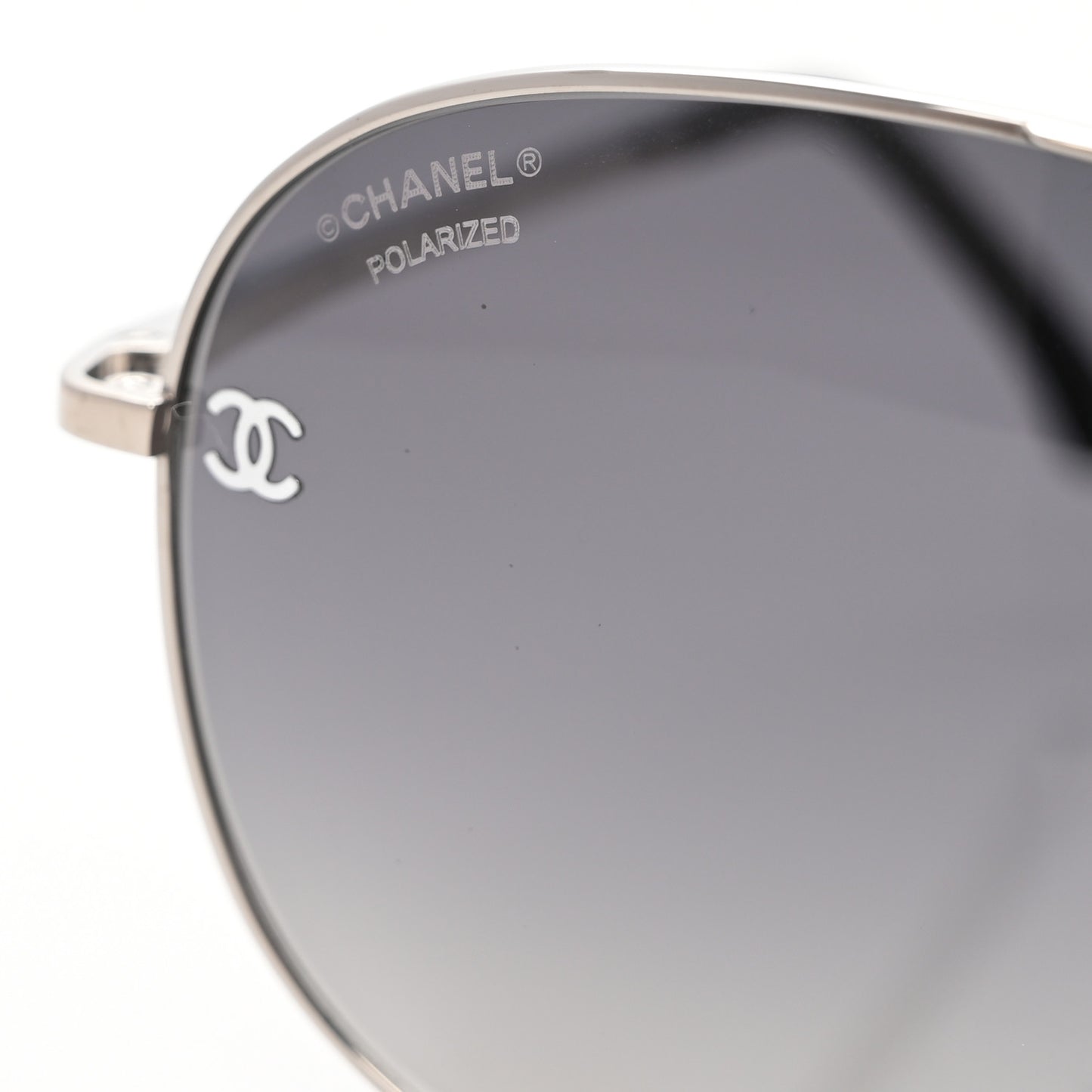 Metal Polarized CC Aviator Sunglasses 4189-T-Q Silver