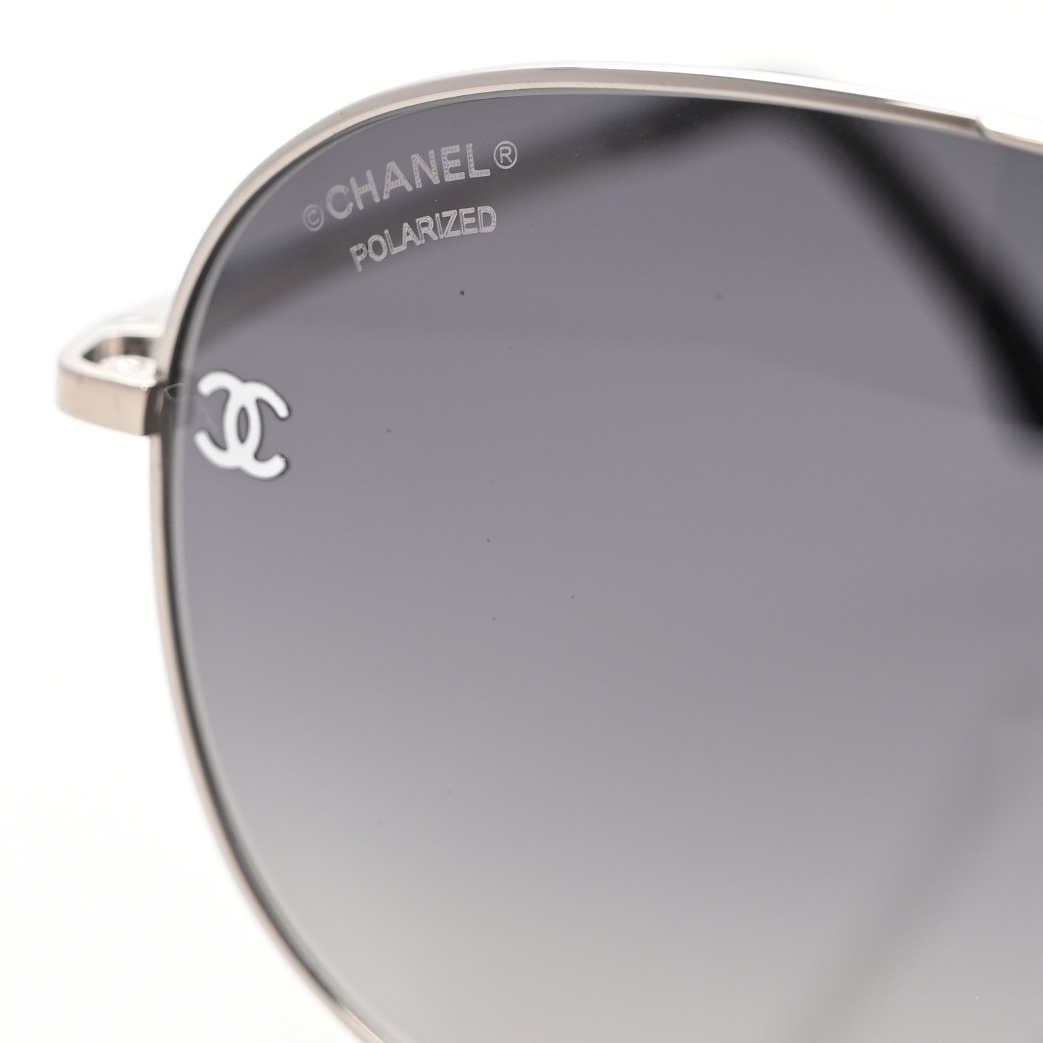 Chanel Metal Polarized CC Aviator Sunglasses 4189-T-Q Silver 8 of 9