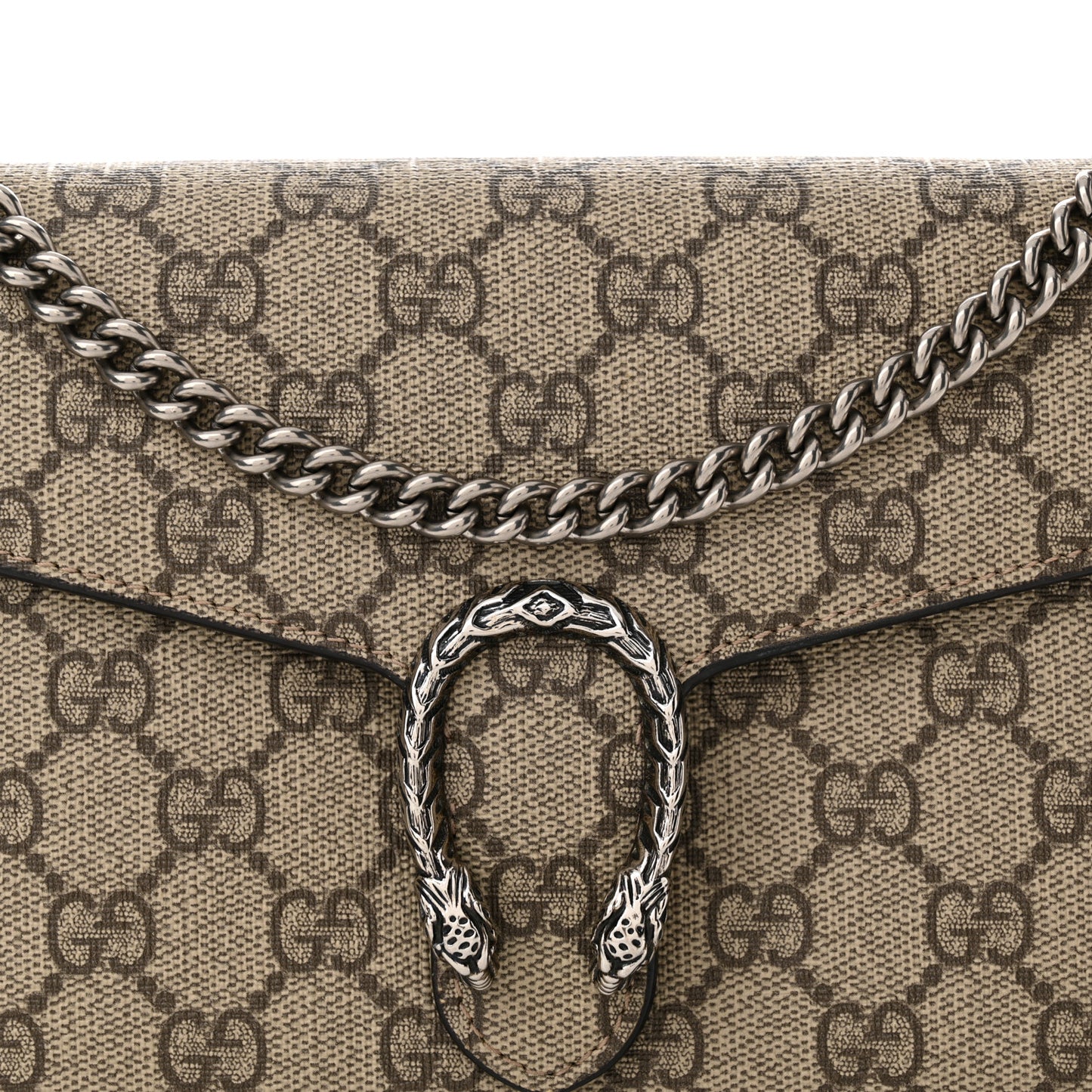 GG Supreme Monogram Mini Dionysus Chain Wallet Beige Taupe