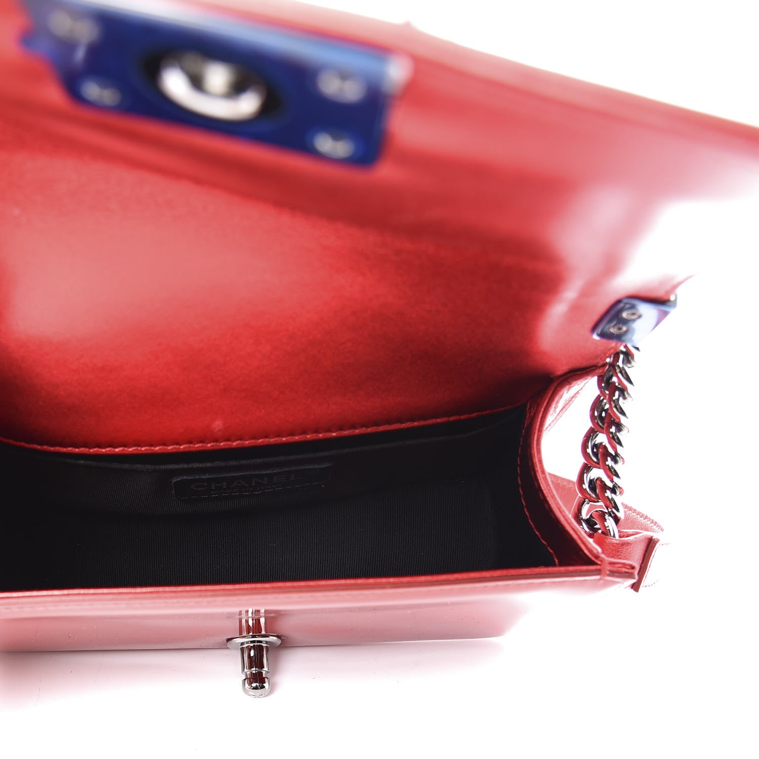 Chanel Metallic Patent Calfskin Quilted Small Boy Flap Red 4 of 12