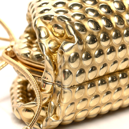Bottega Veneta Metallic Fabric Bubble Wrap The Mini Pouch Gold 8 of 9