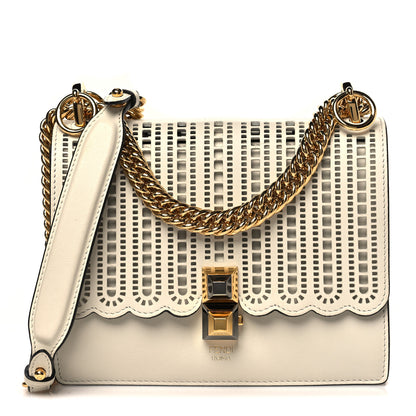 Fendi Vitello Grace Openwork Small Kan I Shoulder Bag White Ice 1 of 10