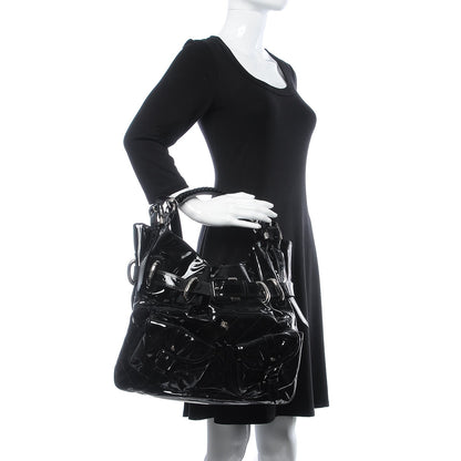 Burberry Patent Calfskin Quilted Large Manor Tote Black 3 of 8