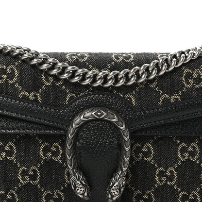 Gucci Jacquard Black Denim GG Monogram Textured Dollar Calfskin Small Dionysus Shoulder Bag Black Ivory 7 of 9