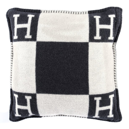 Hermes Wool Cashmere Avalon Pillow PM Ecru Gris Fonce 1 of 3