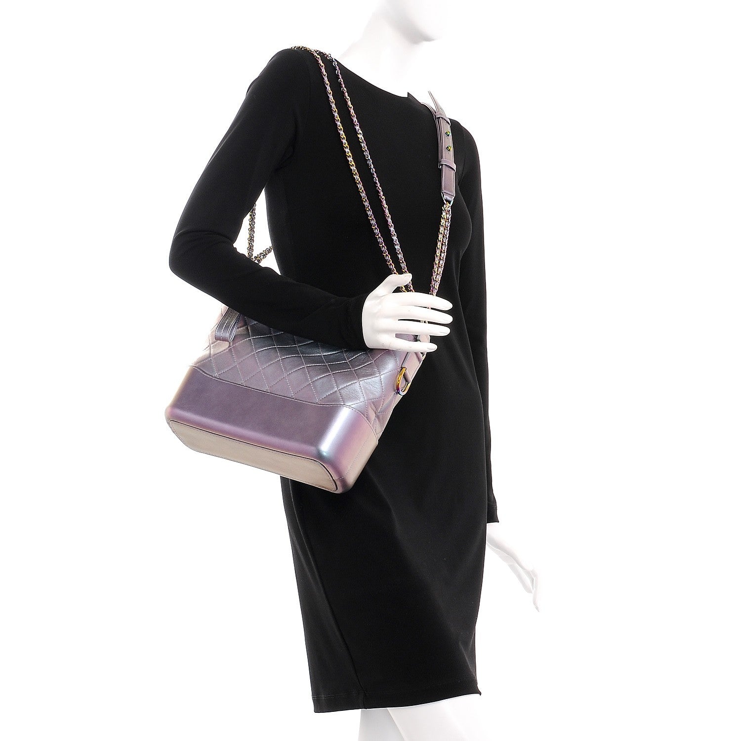 Chanel Iridescent Lambskin Calfskin Quilted Medium Gabrielle Hobo Light Purple 2 of 7