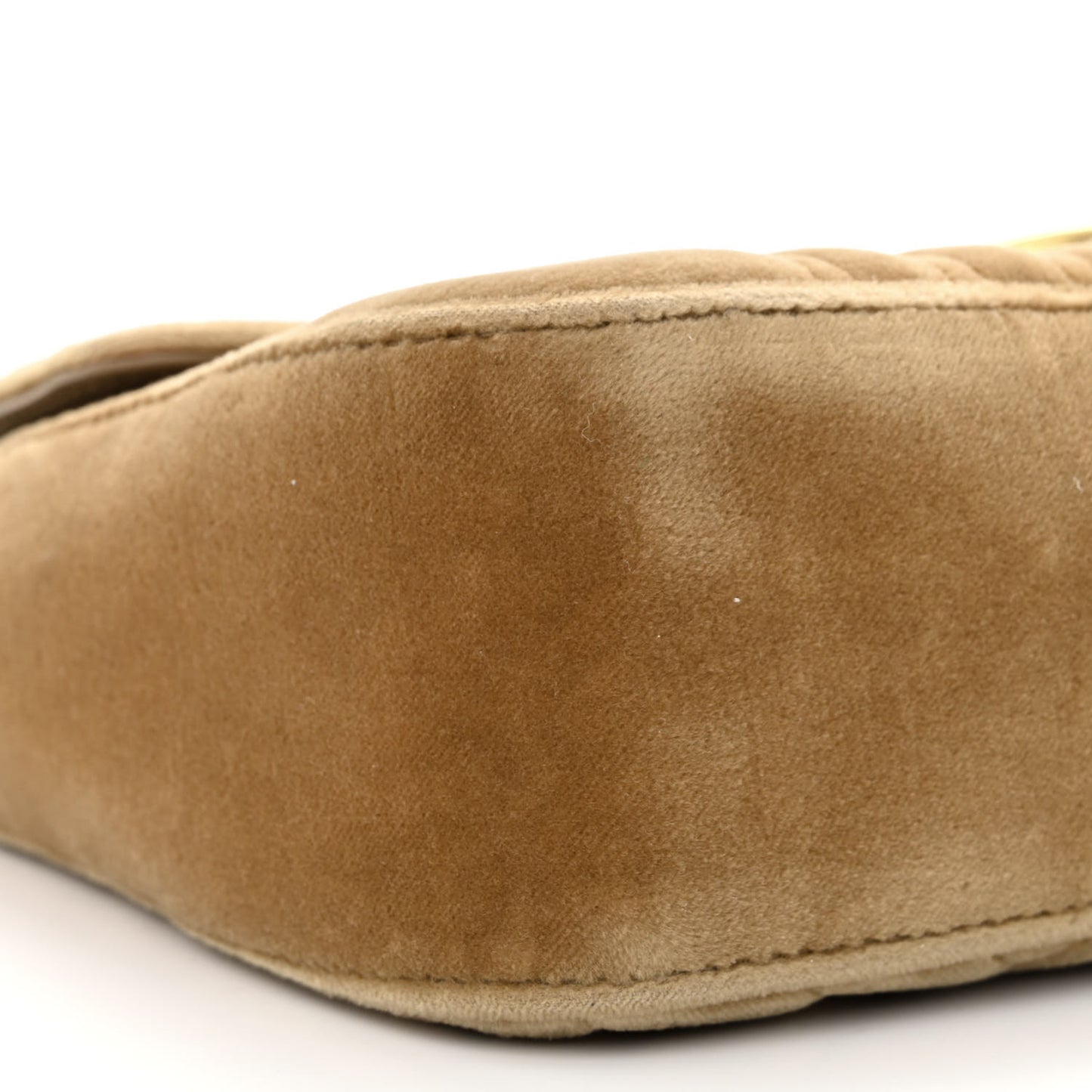 Velvet Matelasse Small GG Marmont Shoulder Bag Taupe