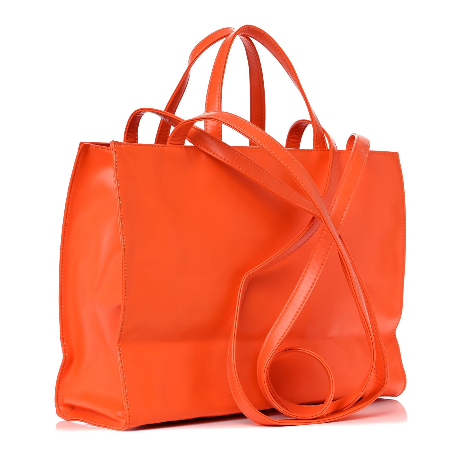 Vegan Leather Medium Shopping Bag Orange