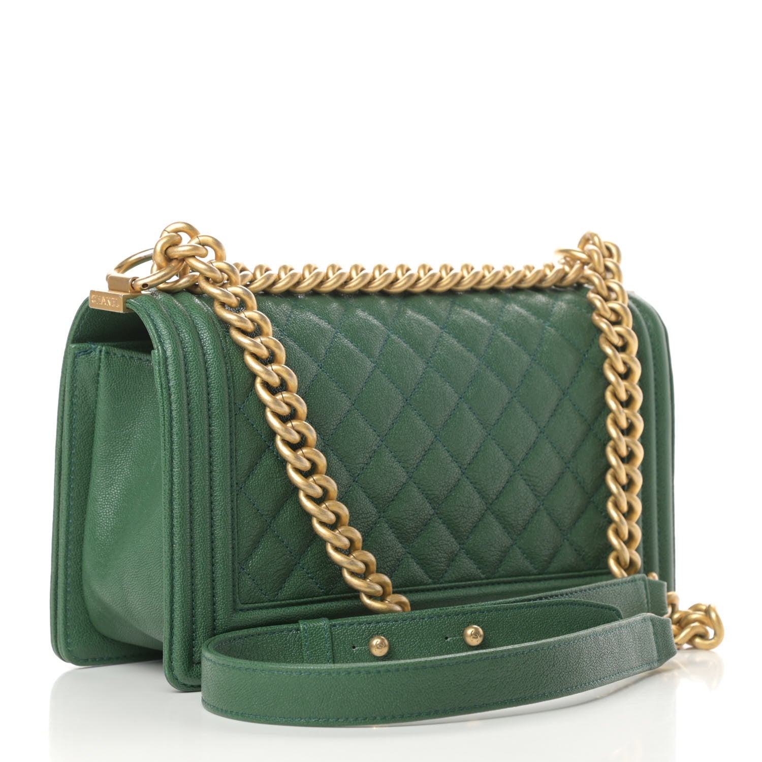 Chanel Caviar Quilted Medium Boy Flap Green 3 of 12