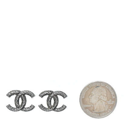 Chanel Metal CC Chain Earrings Dark Silver 2 of 4