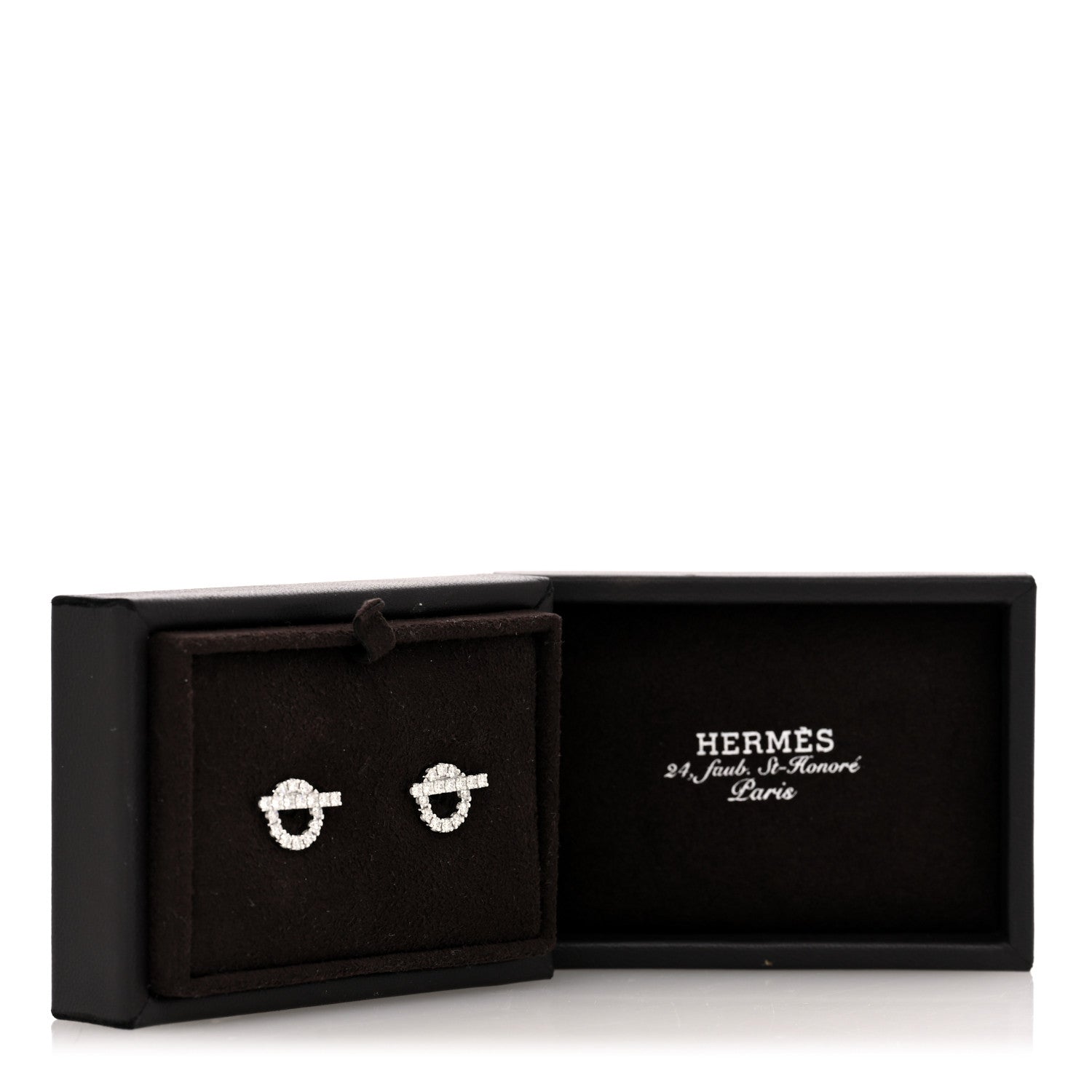 Hermes 18K White Gold Diamond Finesse Earrings 5 of 5