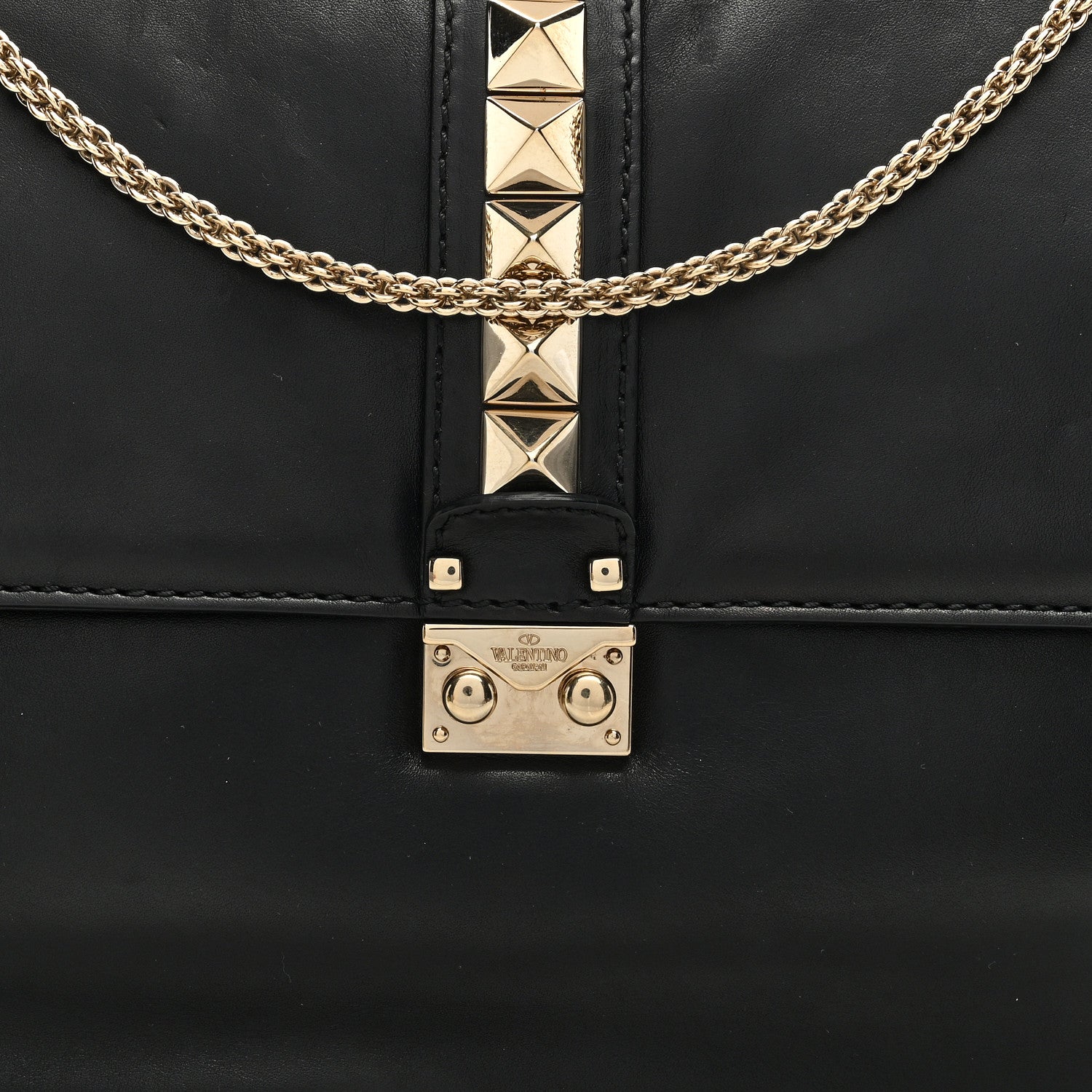 Valentino Garavani Vitello Extra Large Glam Lock Rockstud Flap Black 7 of 9