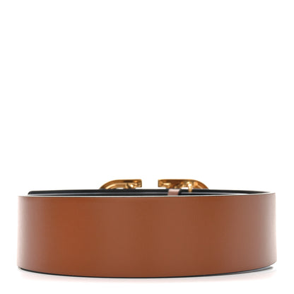 Valentino Garavani Glossy Calfskin VLogo Reversible 40mm Belt 80 32 Saddle Brown Black 2 of 5