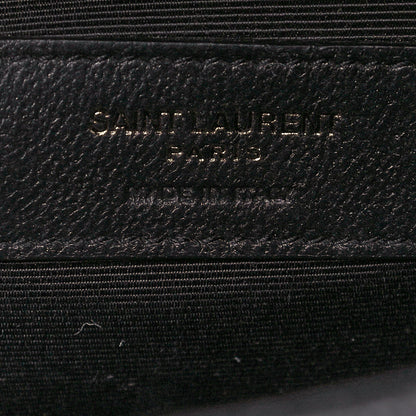 Saint Laurent Grain De Poudre Textured Mixed Matelasse Large Triquilt Monogram Monochrome Satchel Black 10 of 12