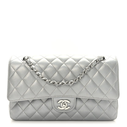Chanel Iridescent Lambskin Quilted Medium Double Flap Grey 1 of 9