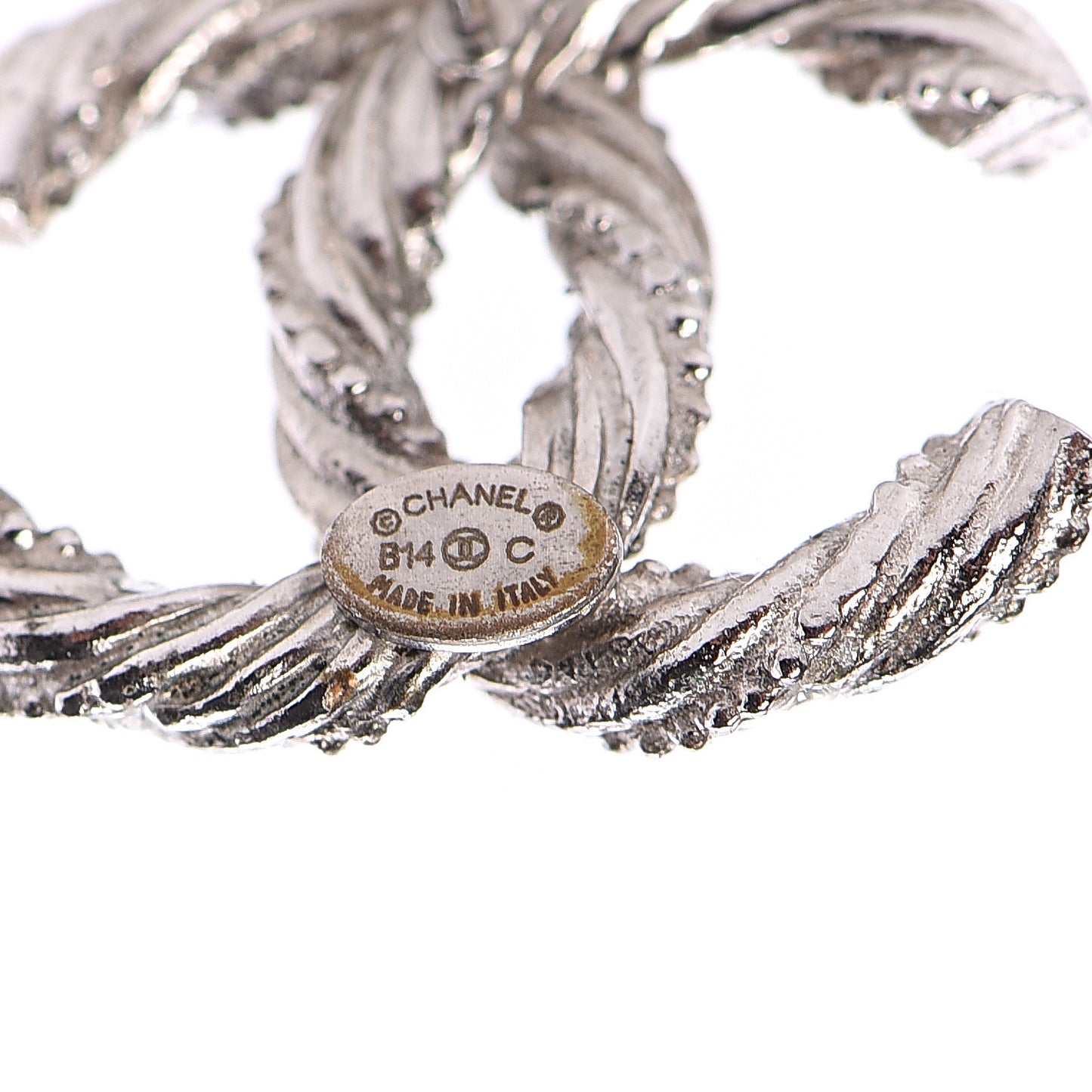 Crystal CC Twisted Earrings Silver