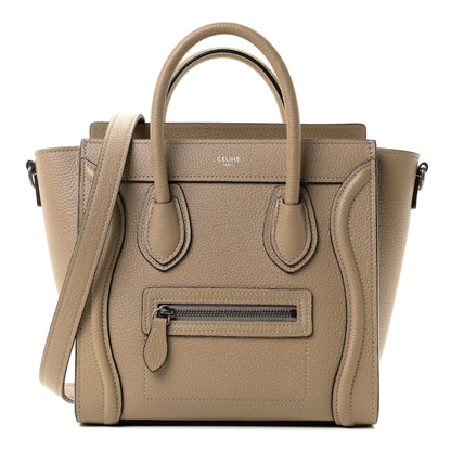 Celine Drummed Calfskin Nano Luggage Dune 1 of 10