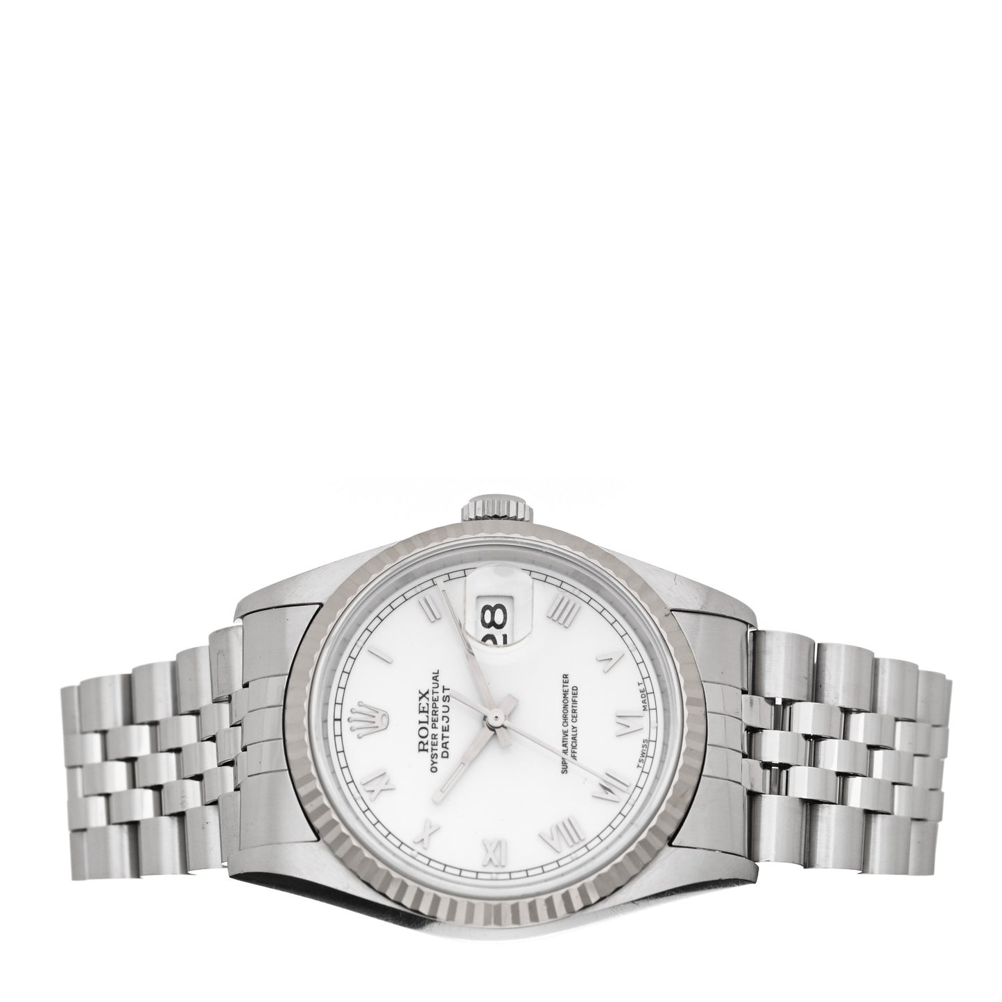 Stainless Steel 18K White Gold 36mm Oyster Perpetual Datejust Watch White Roman 16234