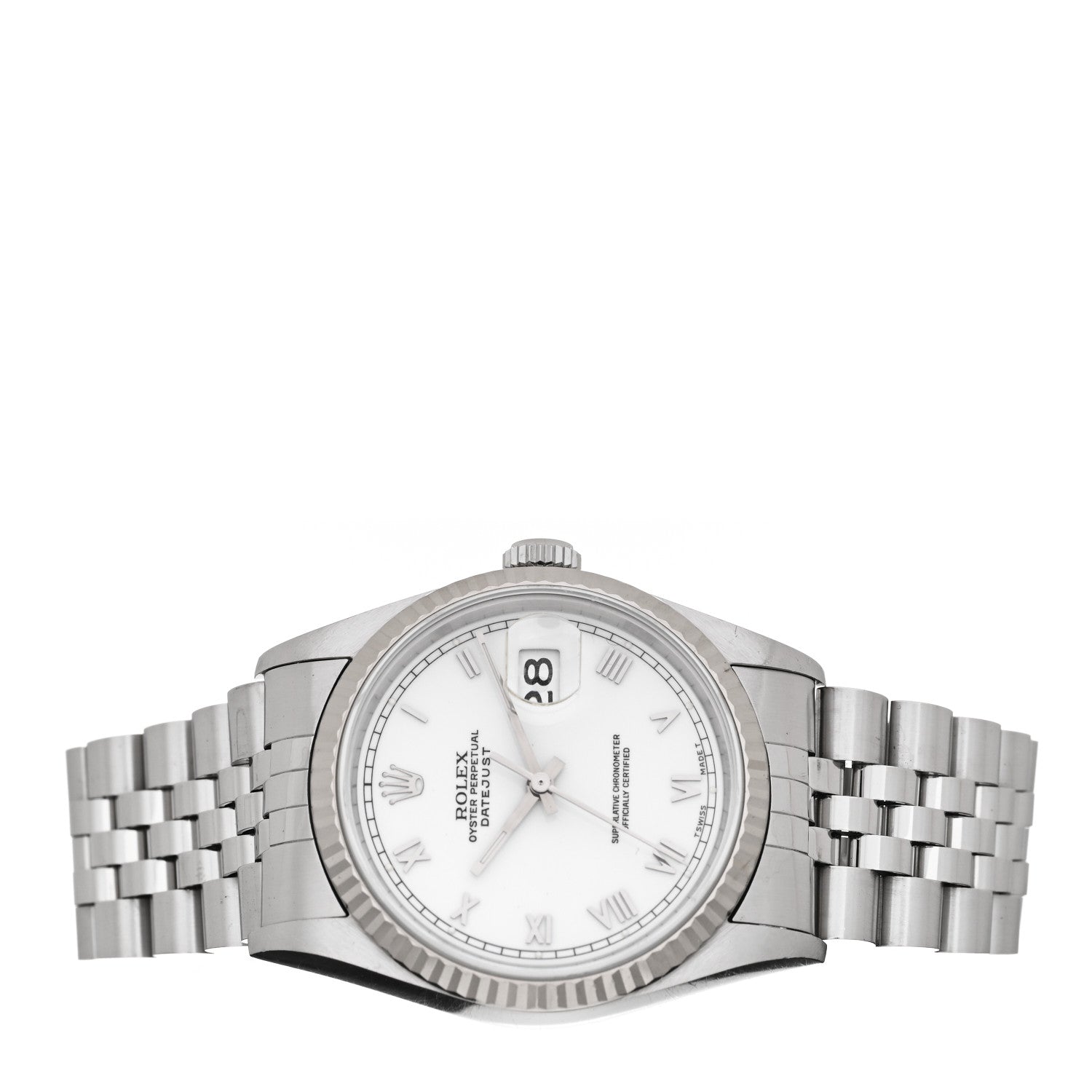 Rolex Stainless Steel 18K White Gold 36mm Oyster Perpetual Datejust Watch White Roman 16234 2 of 4