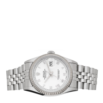 Rolex Stainless Steel 18K White Gold 36mm Oyster Perpetual Datejust Watch White Roman 16234 2 of 4