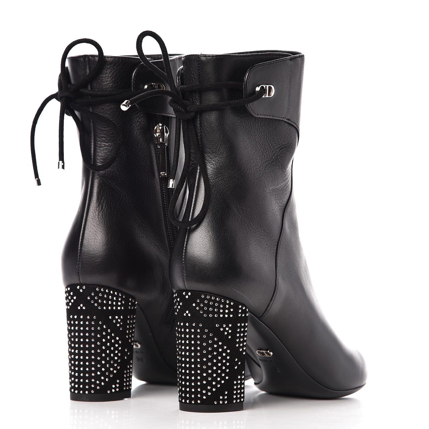 Calfskin Studded Stellar Ankle Boots 38 Black
