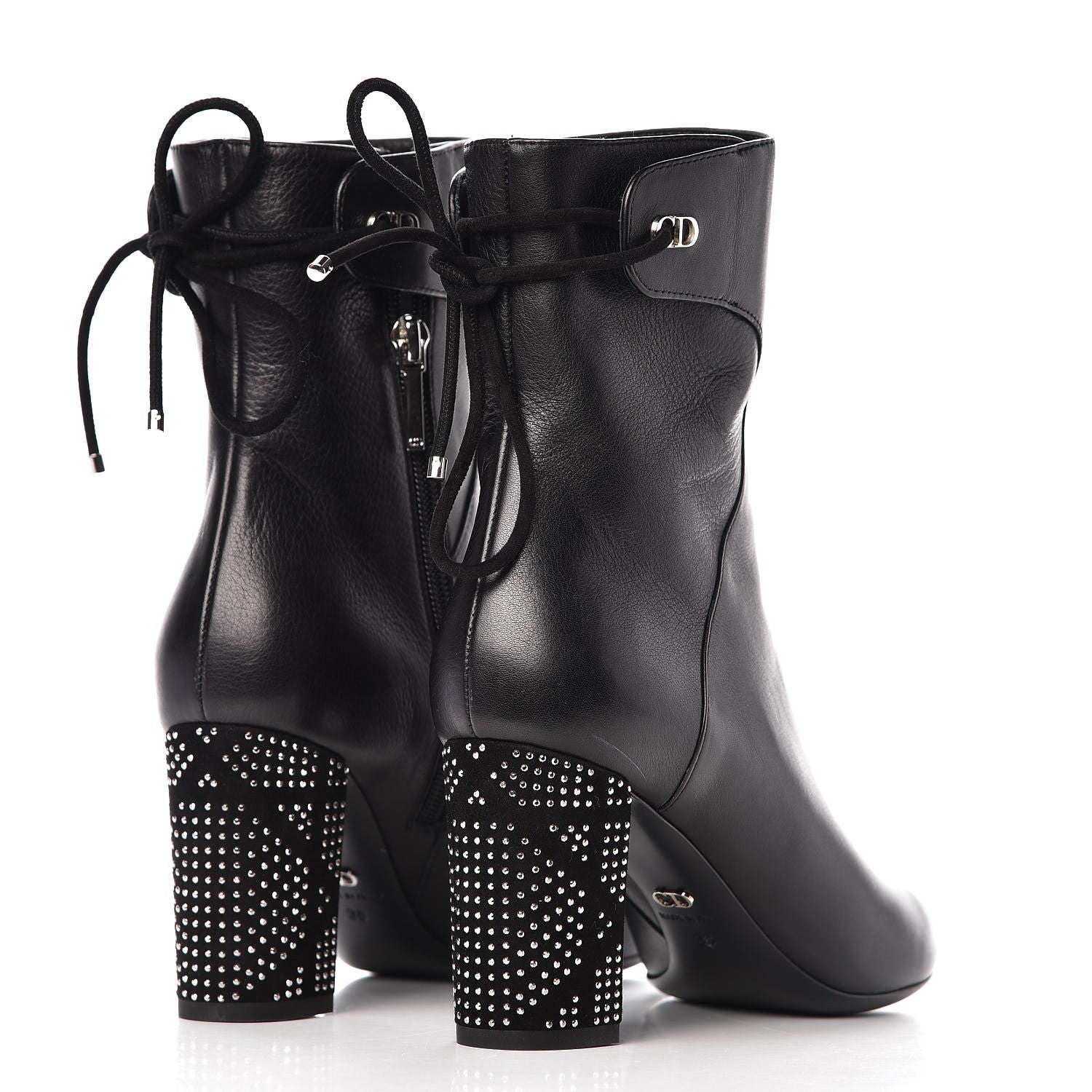 Christian Dior Calfskin Studded Stellar Ankle Boots 38 Black 4 of 10