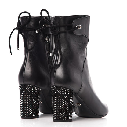 Christian Dior Calfskin Studded Stellar Ankle Boots 38 Black 4 of 10