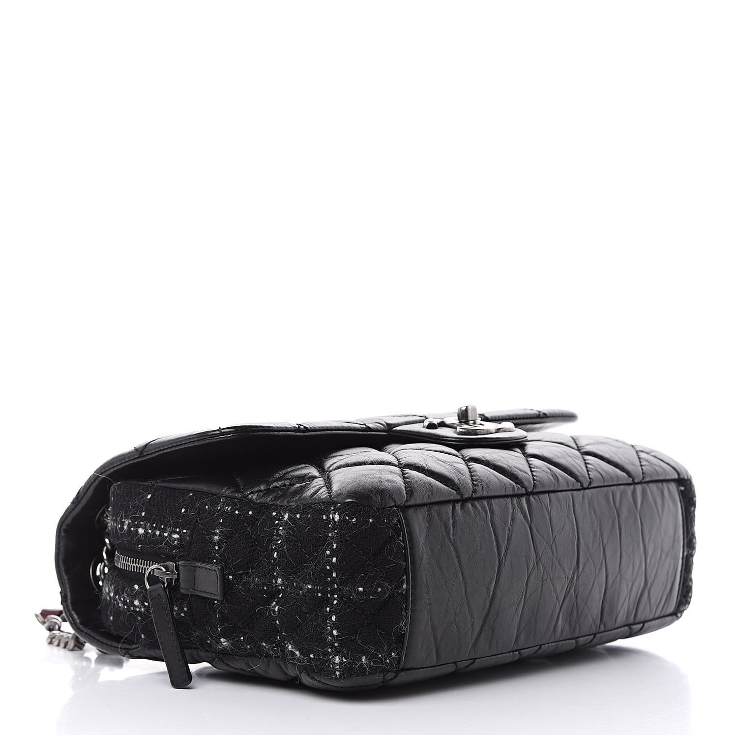 Aged Calfskin Tweed Jumbo New Portobello Flap Black