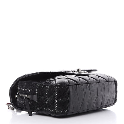 Chanel Aged Calfskin Tweed Jumbo New Portobello Flap Black 4 of 9