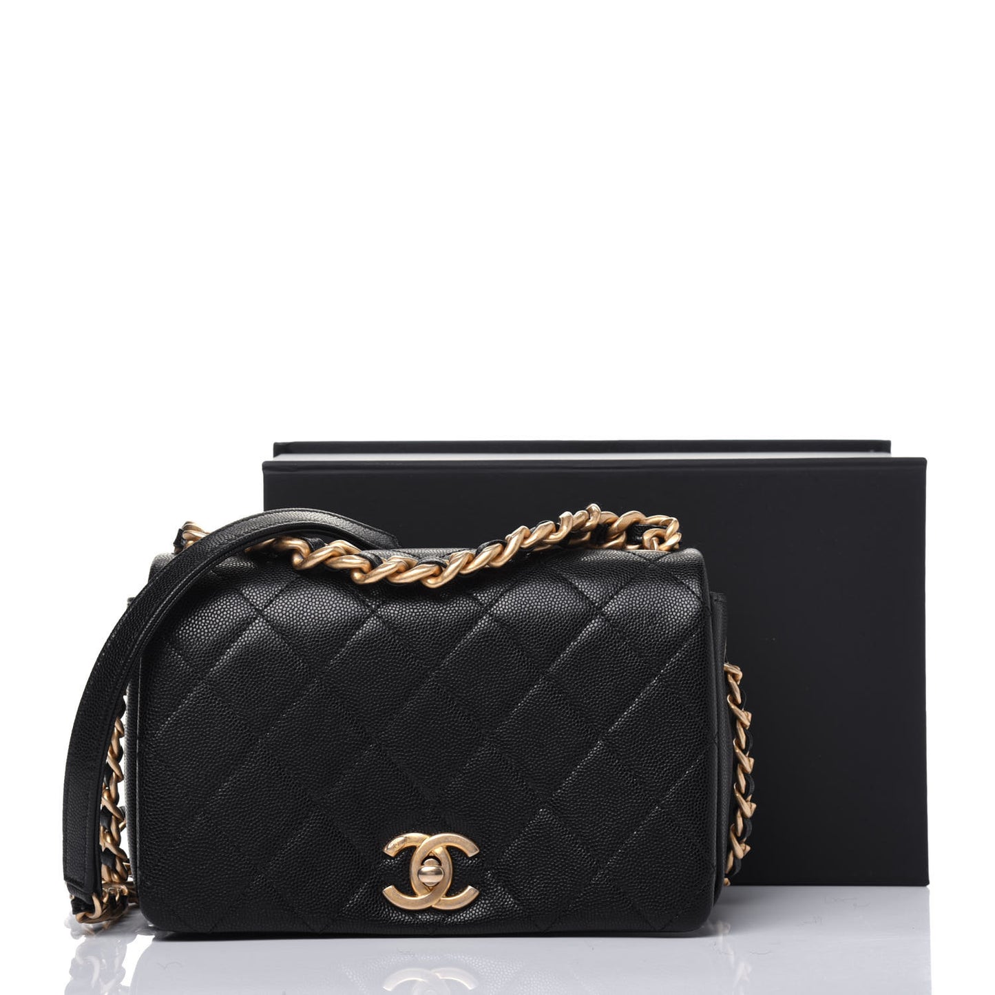Caviar Quilted Small Fashion Therapy Flap Bag Black