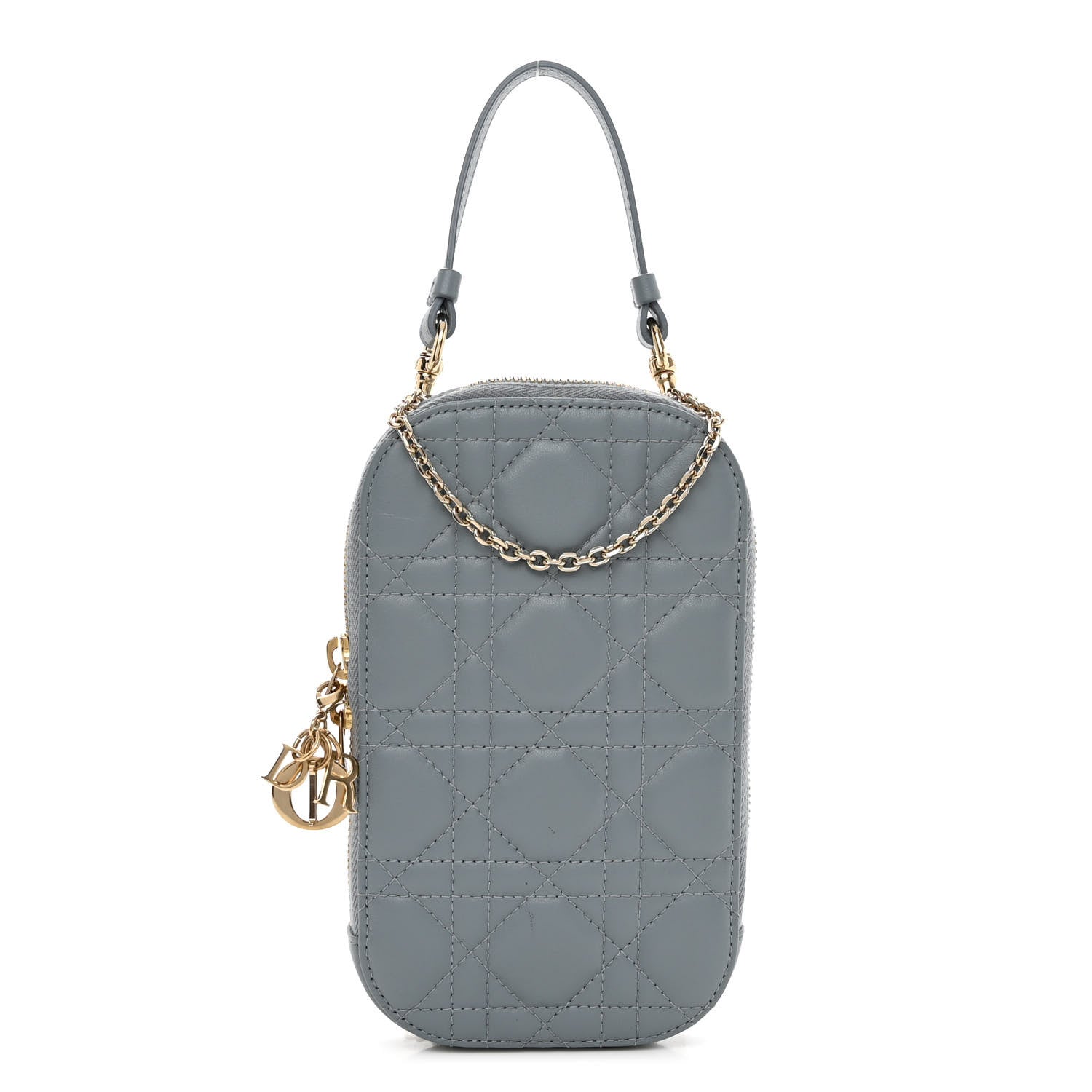 Christian Dior Lambskin Cannage Lady Dior Phone Holder Cloud Blue 1 of 9