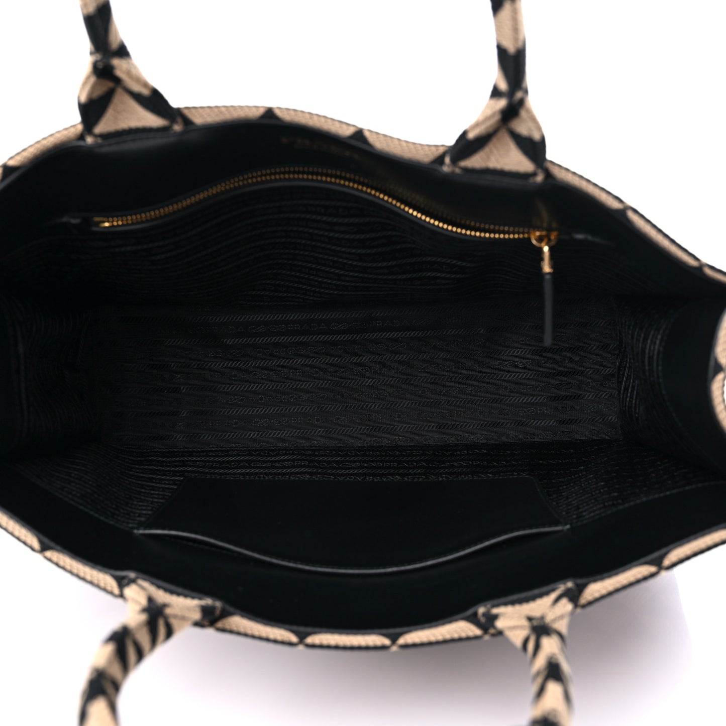 Jacquard Saffiano Triangolo Symbole Embroidered Large Tote Black Corda