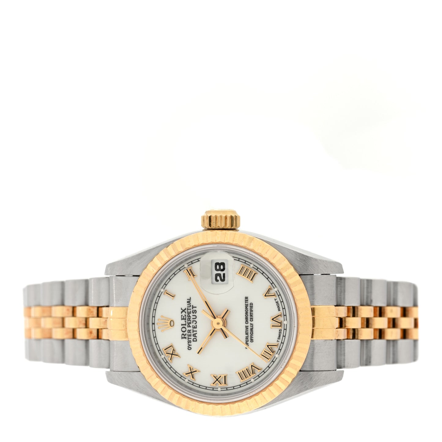 Stainless Steel 18K Yellow Gold 26mm Oyster Perpetual Datejust Watch White Roman 69173