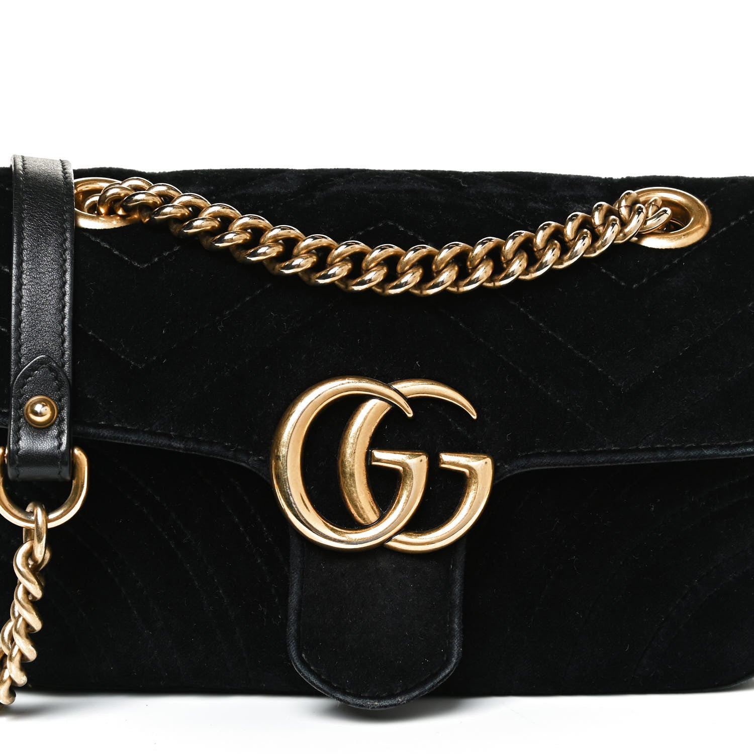 Gucci Velvet Matelasse Mini GG Marmont Shoulder Bag Black 9 of 13