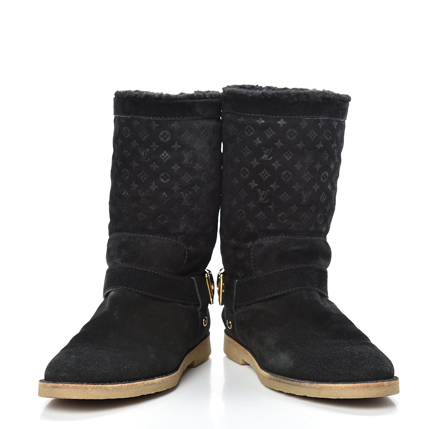 Louis Vuitton Suede Shearling Fauvist Boots 39 Black 6 of 11