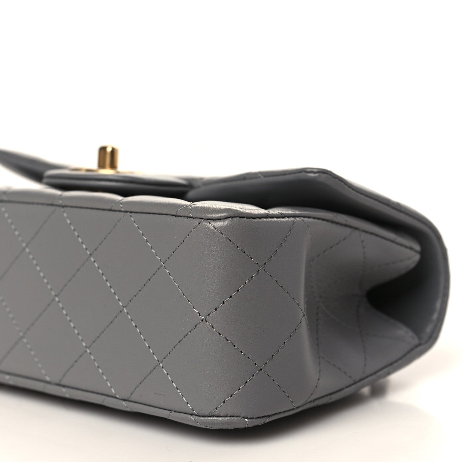 Chanel Lambskin Metal Quilted Mini Top Handle Rectangular Flap Grey 9 of 9